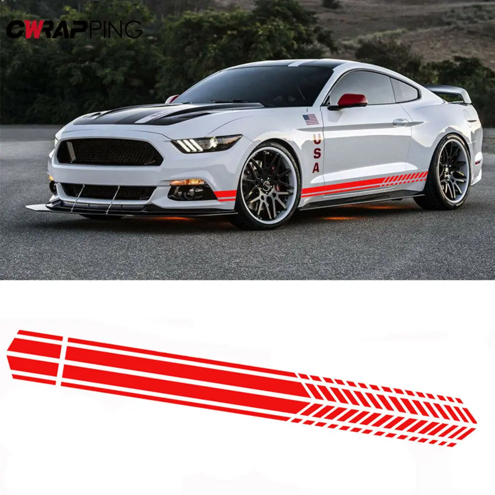 Car Waist Side Skirt Decoration Stickers Waterproof Sports Styling Vinyl Decoration Double Sided Tape Decals Auto Accessories