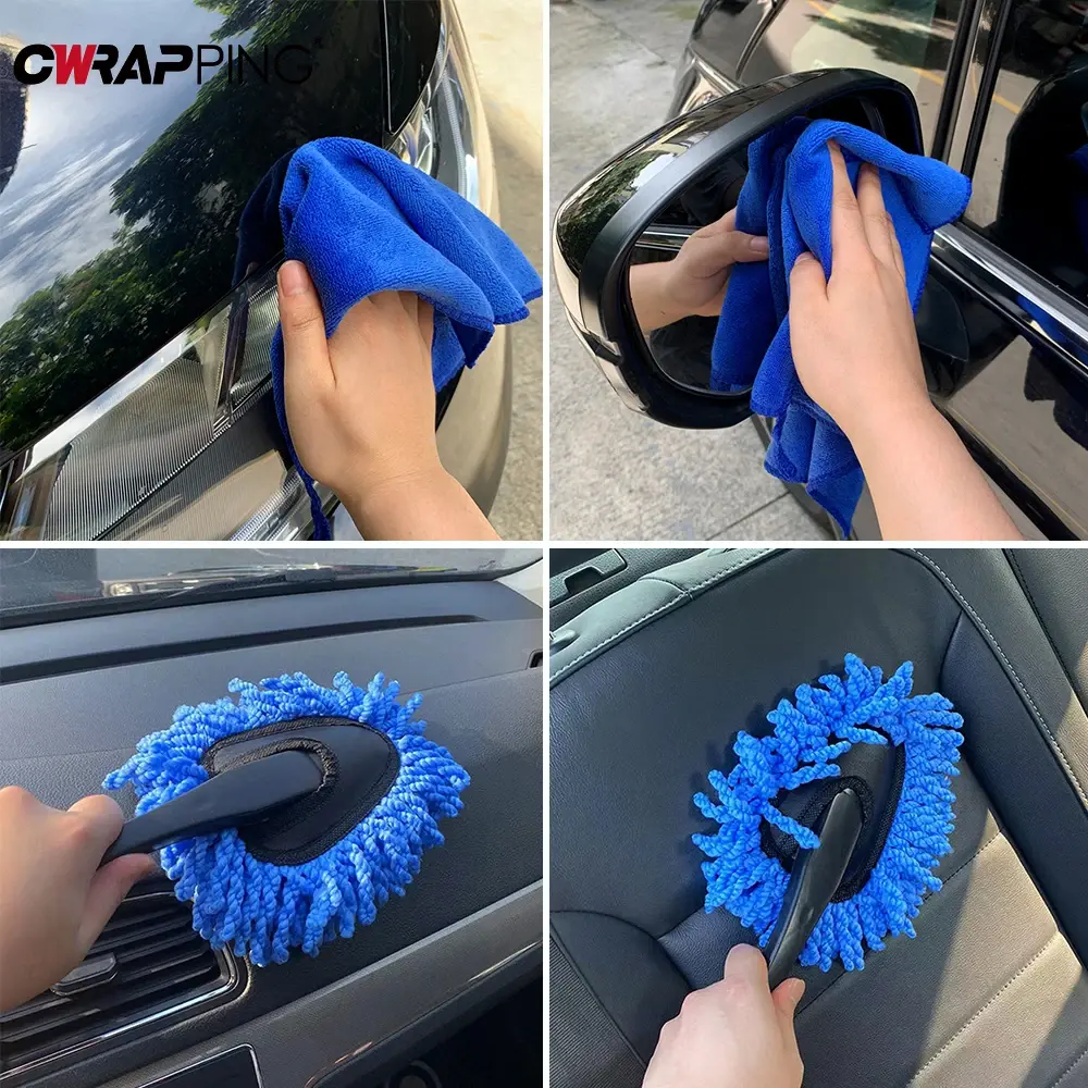 2Pcs Car Cleaning Brush Microfiber Strong Water Auto Wash Towel Auto Maintenance and Cleaning Tools Set for Car Wash Accessories