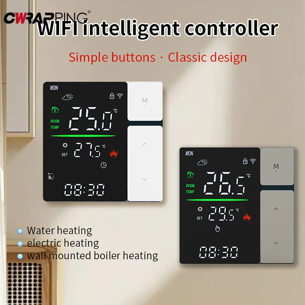 Smart WiFi Thermostat Child Lock for Water Floor Heating Dual Power Home Bedroom Balcony Smart Temp Adjustment Control System