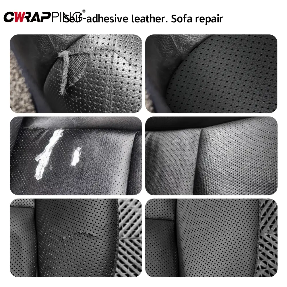 Car Wash PU Leather Breathable Perforated Self Adhesive Sofa Patches Repair Stickers Leather Seat Patches for Cars Accessories