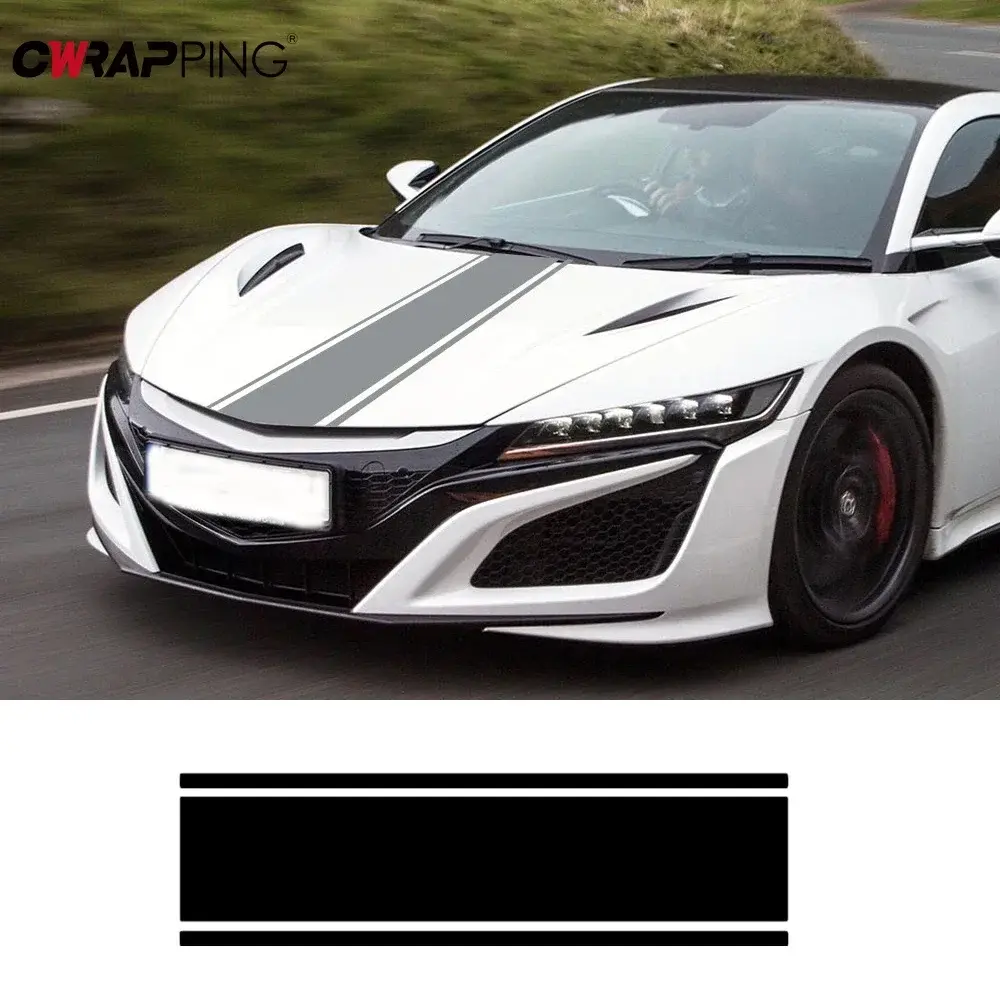 Car Sticker Auto Hood Cover Decal Classic Stripes Vinyl Wrap Hood Decoration DIY Sticker Universal Mercedes Benz BMW Accessories