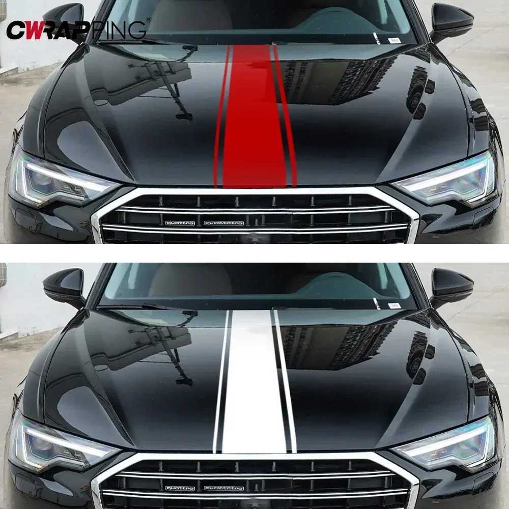 Car Sticker Auto Hood Cover Decal Classic Stripes Vinyl Wrap Hood Decoration DIY Sticker Universal Mercedes Benz BMW Accessories