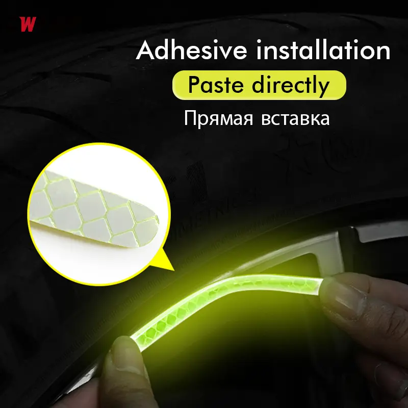 40Pcs Car Motorcycle Wheel Reflective Strips Colorful Hub Stickers Auto Styling Decal Sticker Moto Decor Decals Car Accessories