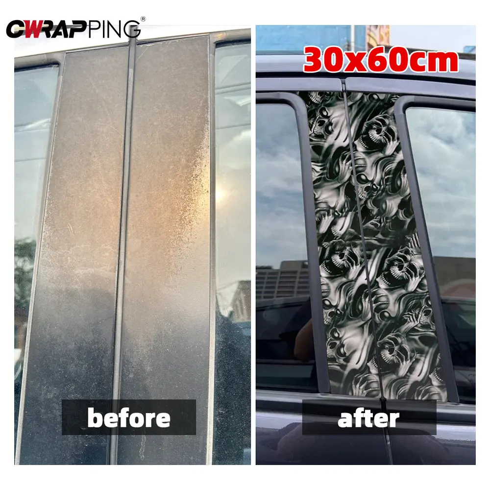 Car Sticker Skull Cartoon Car Side Pillar Stickers Waterproof Door Sill Bumper Vinyl Wrap Window Tint Film for Car Accessories