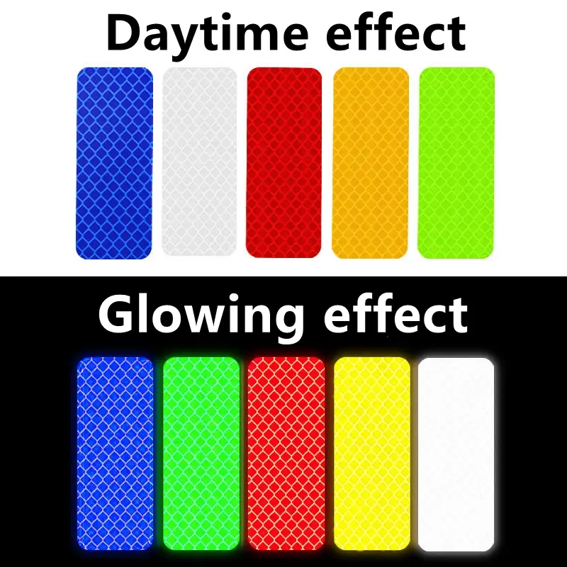 10PCS Car Bumper Reflective Stickers Reflective Warning Strip Tape Exterior Secure Reflector Stickers Decals for Car Accessories