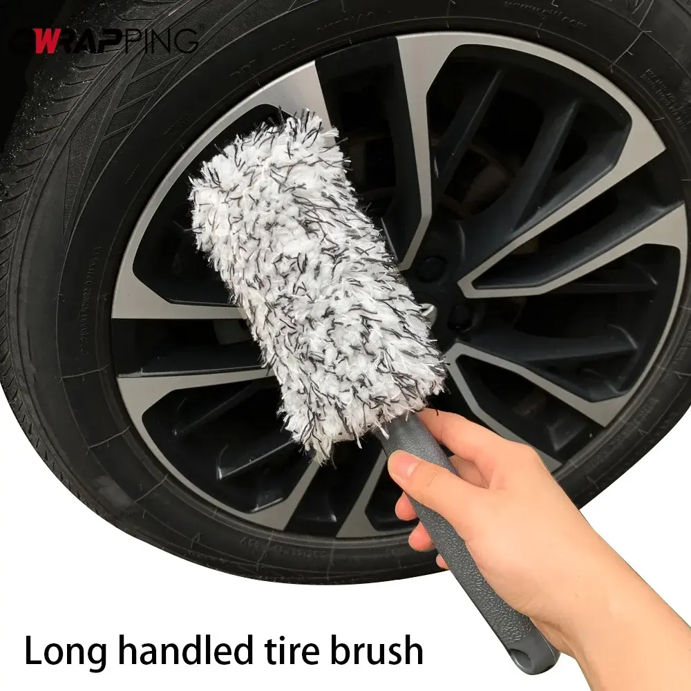 Car Tyre Cleaning Brush Anti-skid Handle Detailing Brush Microfiber Detachable Cleaning Car Wash Assistant for Auto Accessories