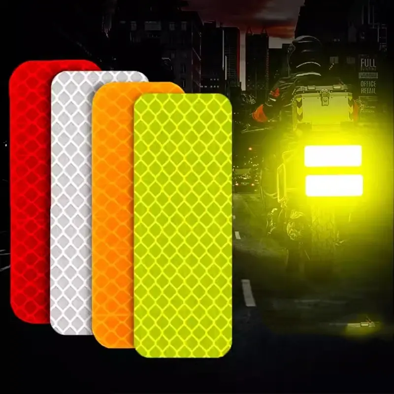 10PCS Car Bumper Reflective Stickers Reflective Warning Strip Tape Exterior Secure Reflector Stickers Decals for Car Accessories
