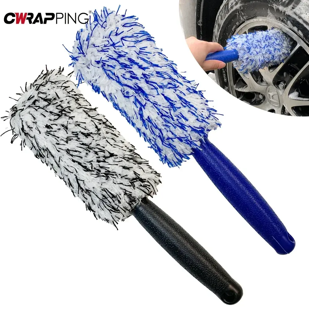 Car Tyre Cleaning Brush Anti-skid Handle Detailing Brush Microfiber Detachable Cleaning Car Wash Assistant for Auto Accessories