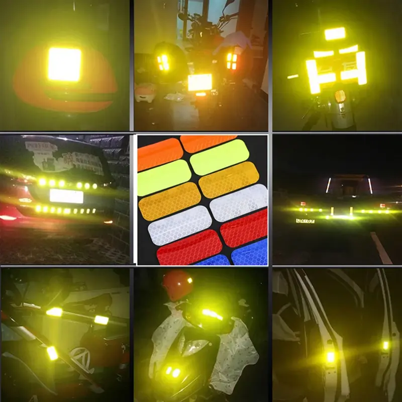10PCS Car Bumper Reflective Stickers Reflective Warning Strip Tape Exterior Secure Reflector Stickers Decals for Car Accessories