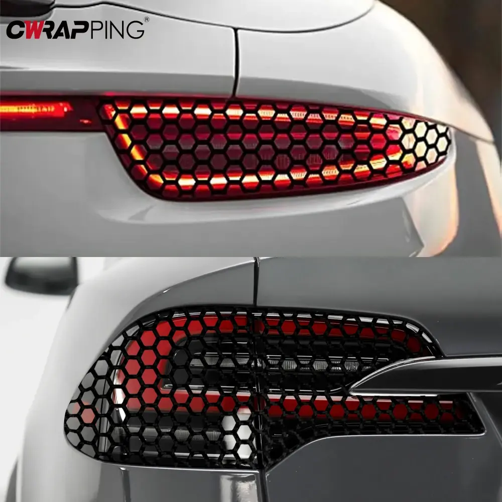 Honeycomb Car Rear Tail Light Lamp Headlights Motorcycle Stickers Car Film Cover Auto Tuning Vinyl Wrap for Vehicle Accessories
