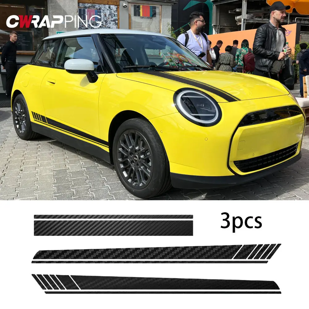 Car Sticker Race Stripes Vinyl Wrap Engine Hood Waist Sides Black Auto Body Decoration Decal Tunning Car Accessories 3pcs/set
