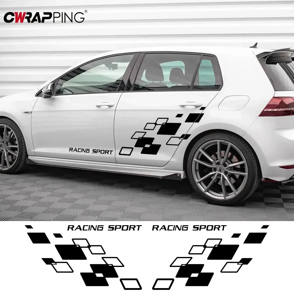 Car Sticker Auto Racing Lattices Sticker Auto Body Side Door Decoration Decal Vinyl Film Wrap Decal Universal Car Accessories