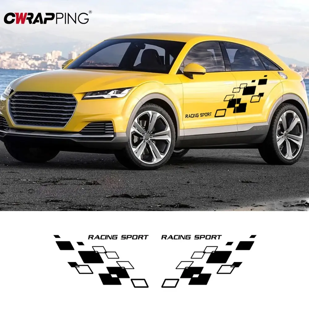 Car Sticker Auto Racing Lattices Sticker Auto Body Side Door Decoration Decal Vinyl Film Wrap Decal Universal Car Accessories
