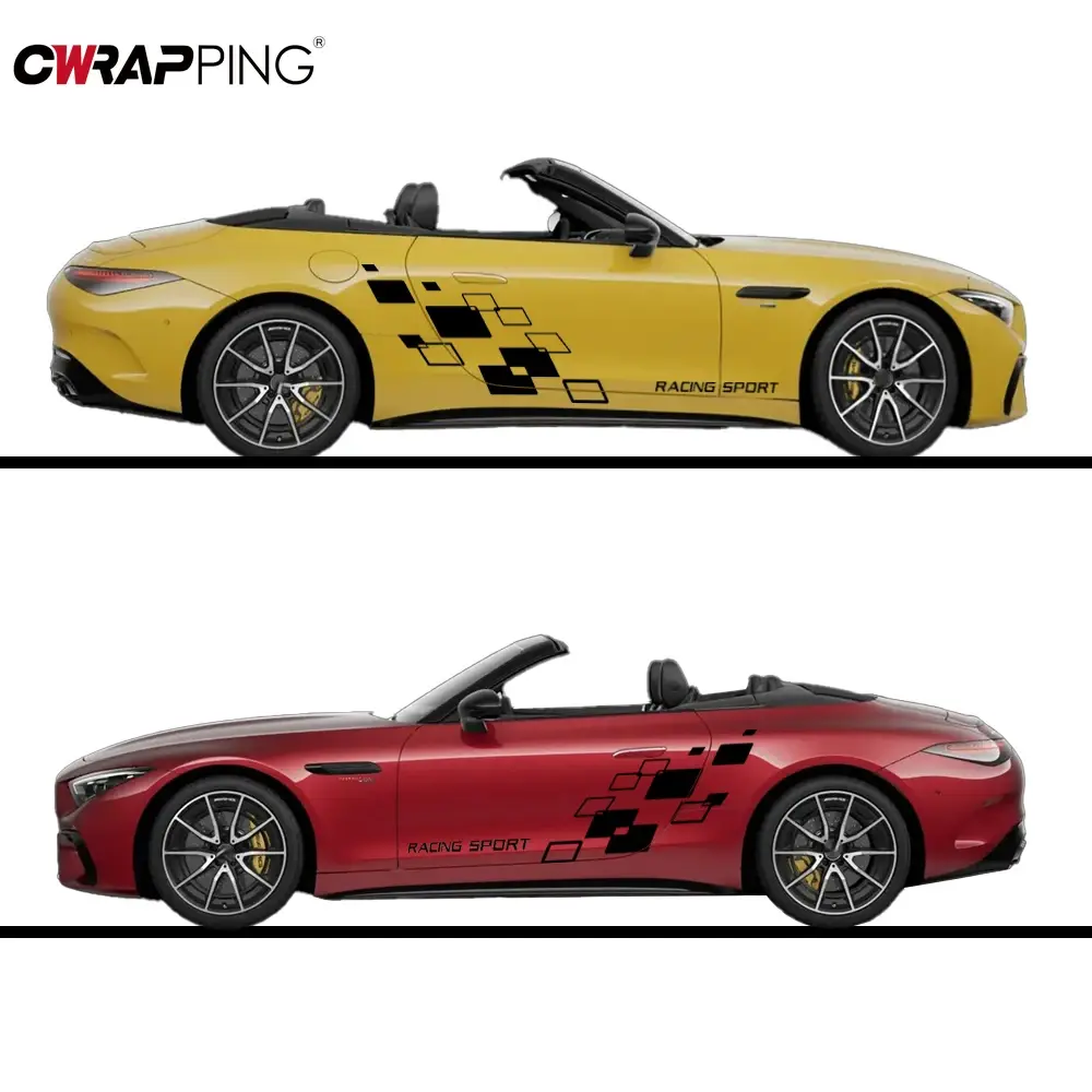 Car Sticker Auto Racing Lattices Sticker Auto Body Side Door Decoration Decal Vinyl Film Wrap Decal Universal Car Accessories
