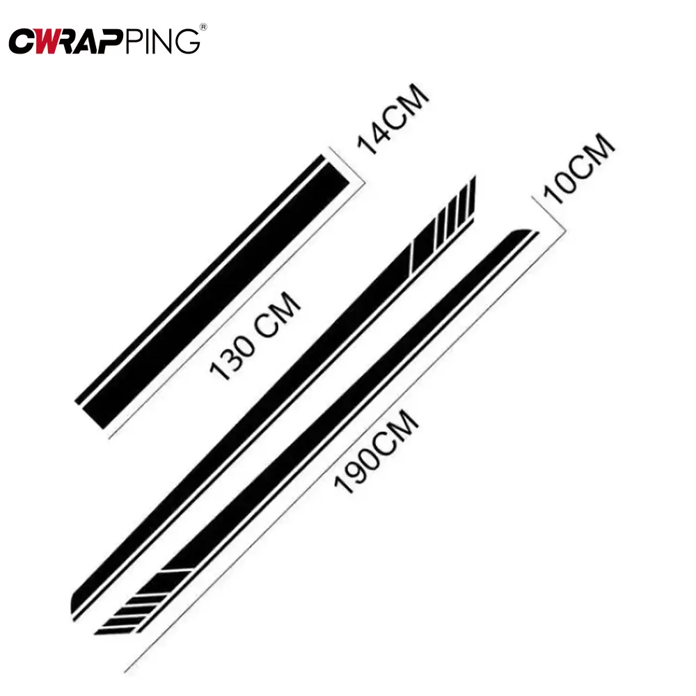 Car Sticker Race Stripes Vinyl Wrap Engine Hood Waist Sides Black Auto Body Decoration Decal Tunning Car Accessories 3pcs/set