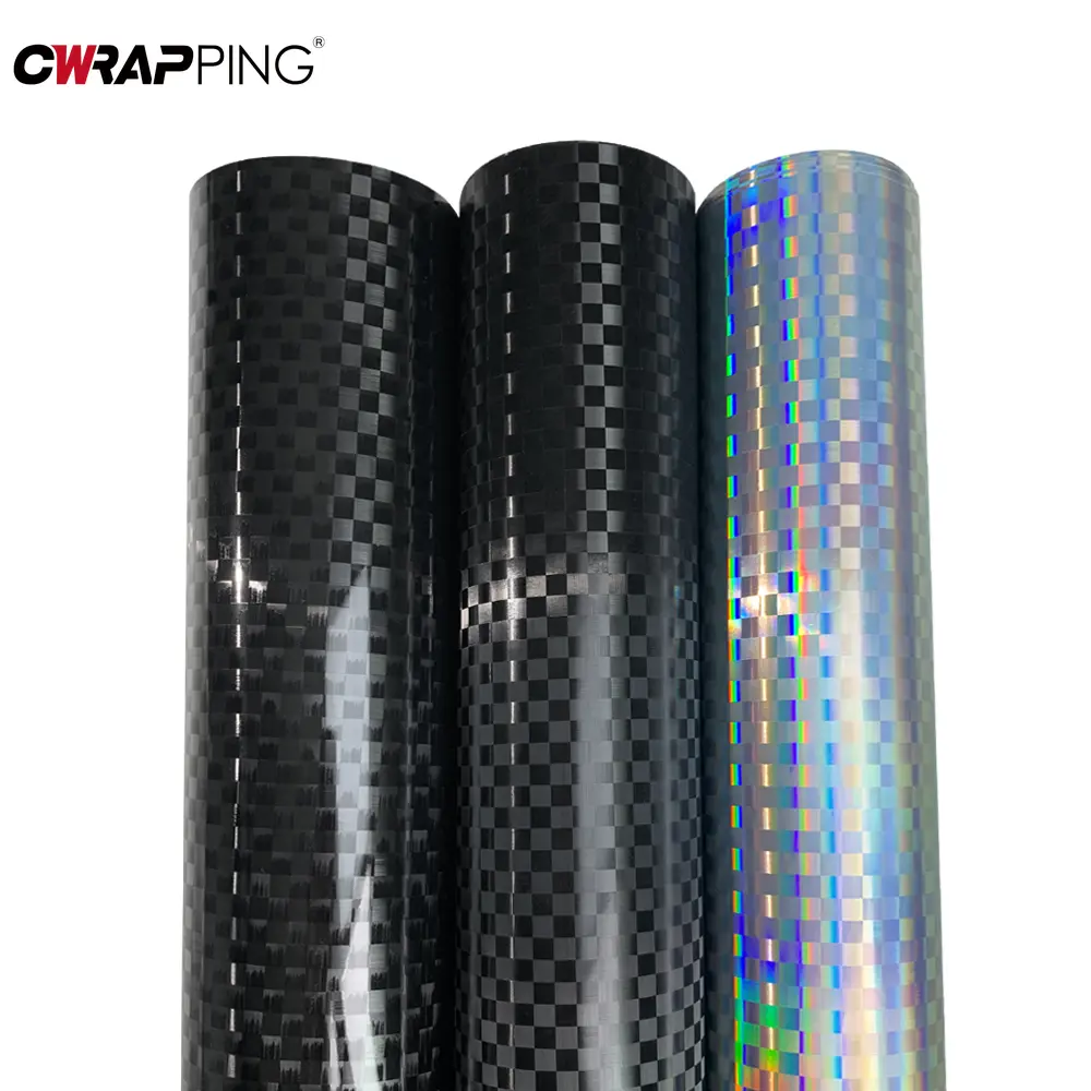 Car Adhesive Vinyl Paper Bubble Free Motorcycle Wrap Brushed Vinyl Auto Tuning Checkered Glossy Car Film Covering Accessories