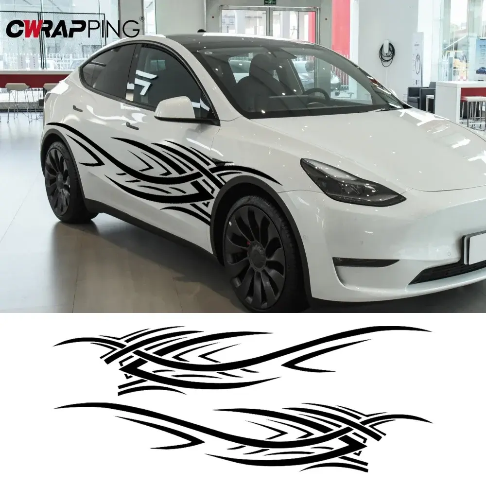 Flame Graphics Car Body Side Stickers Universal PVC Car Body Decoration Vinyl Decals for For Mercedes Benz Golf BMW Accessories