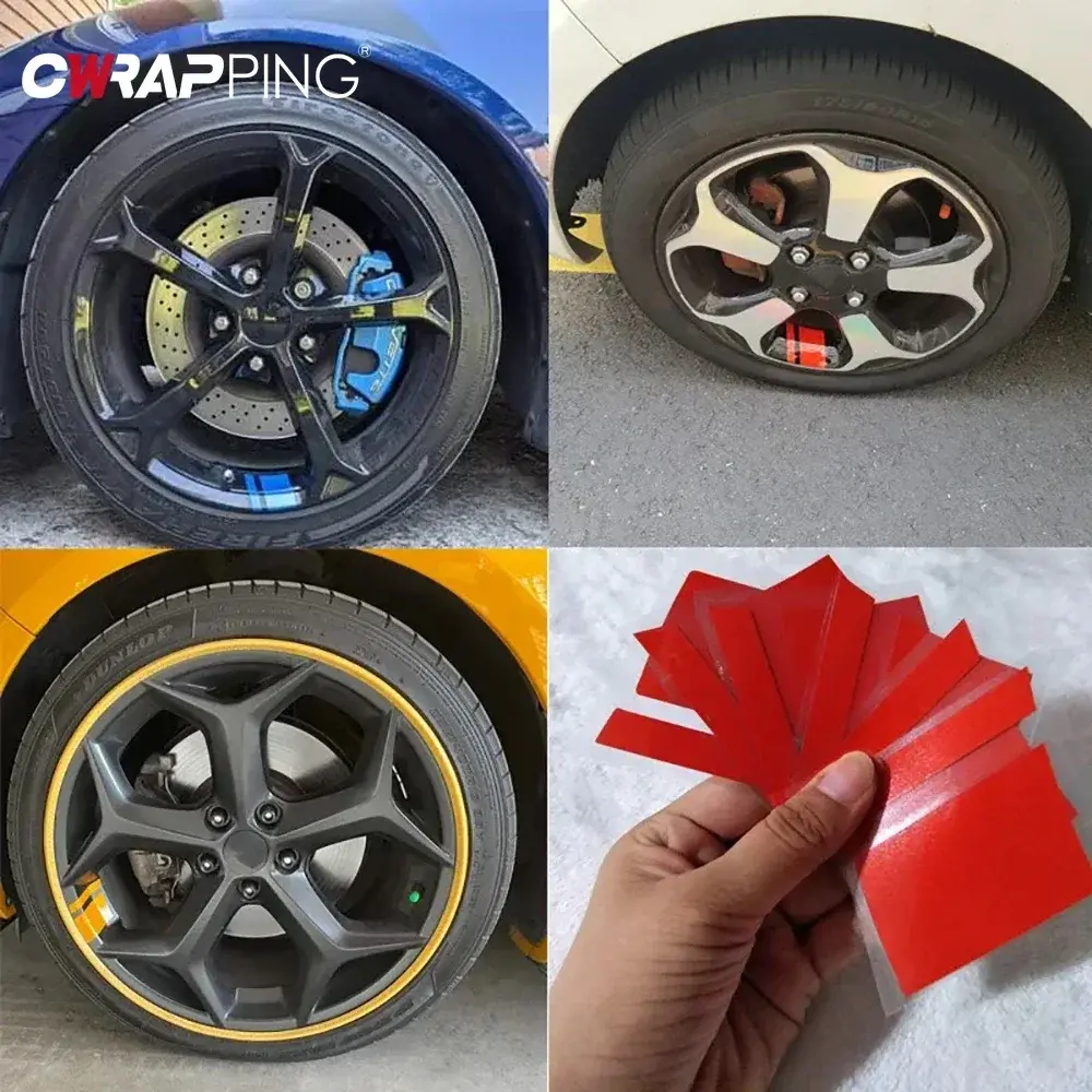 Reflective Car Sticker Hash Mark Stripe Racing Wheel Decals Auto Wheel Rim Vinyl Warning Stickers for Motorcycle Car Accessories