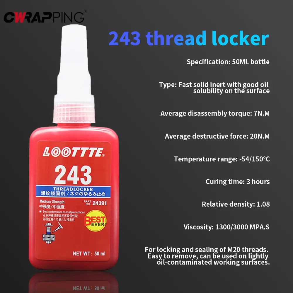 Threadlocker High Strength Threadlocker Impact Resistance Anaerobic Threadlocker Adhesive Caulk Adhesives Sealer Hardware 50ml