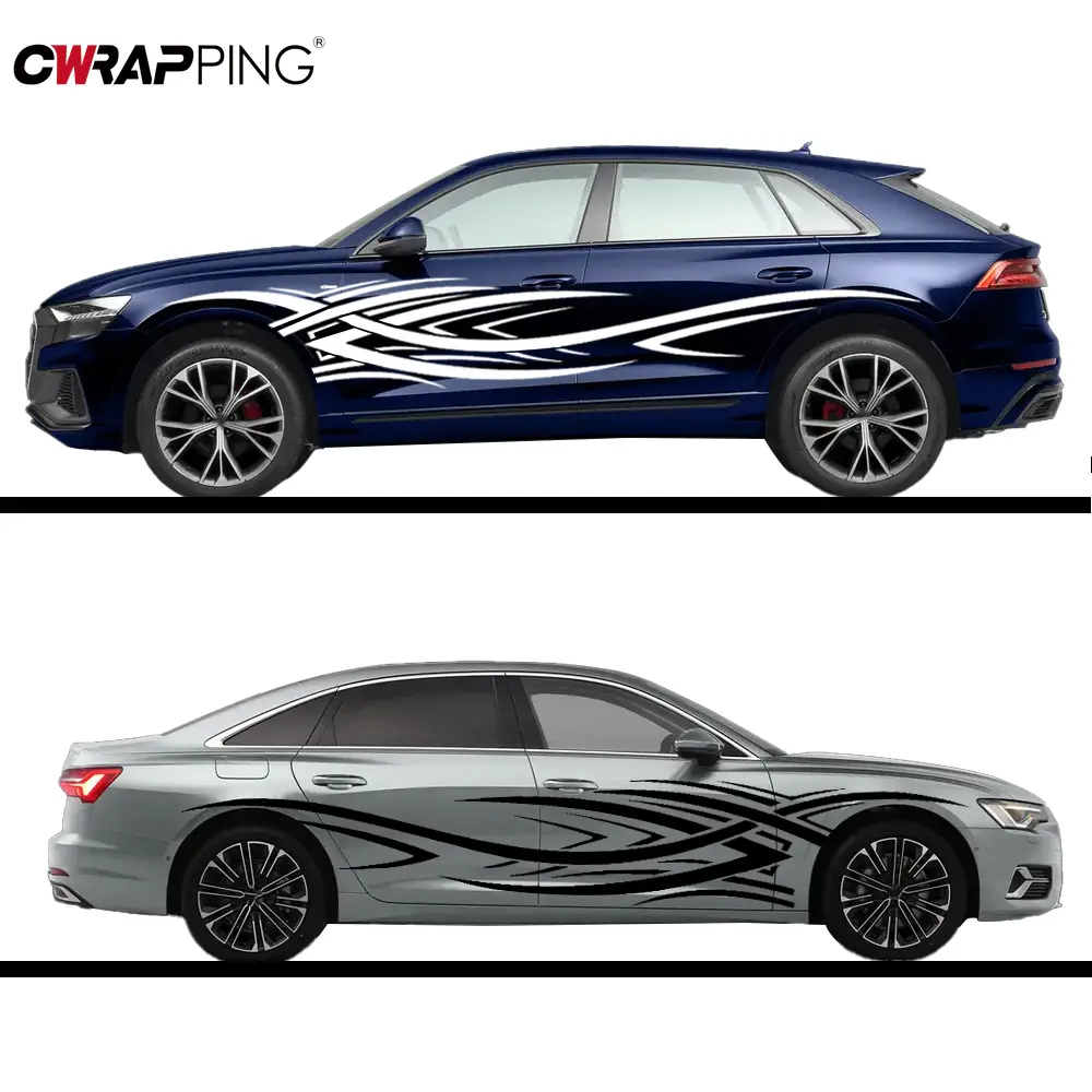 Car Side Body Stickers Fire Flame Black Decals Auto Styling Vinyl Films DIY Personalized Creative Vinyl Wrap for Cars Accessory