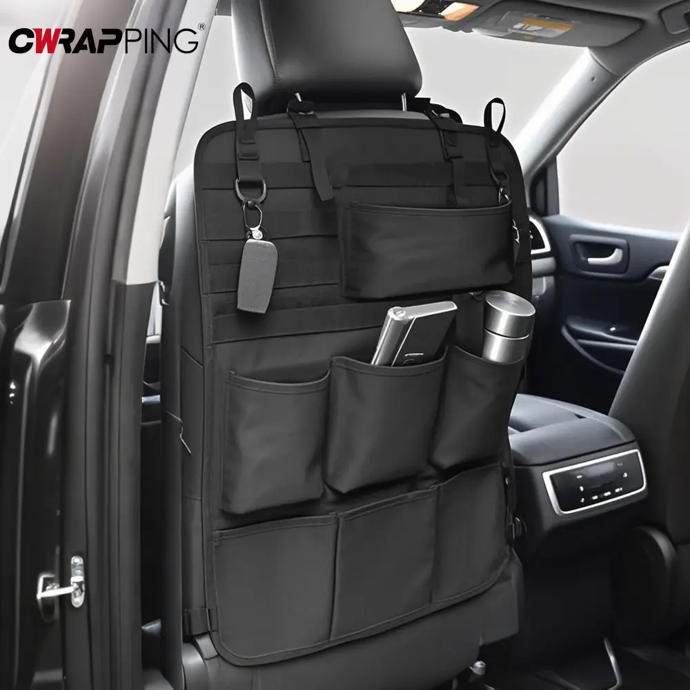 Car Seat Storage Bag Tactical Multi-Pocket Organizer Car Back Seat Organizer Durable Hanging Accessories for Camping RV Travel
