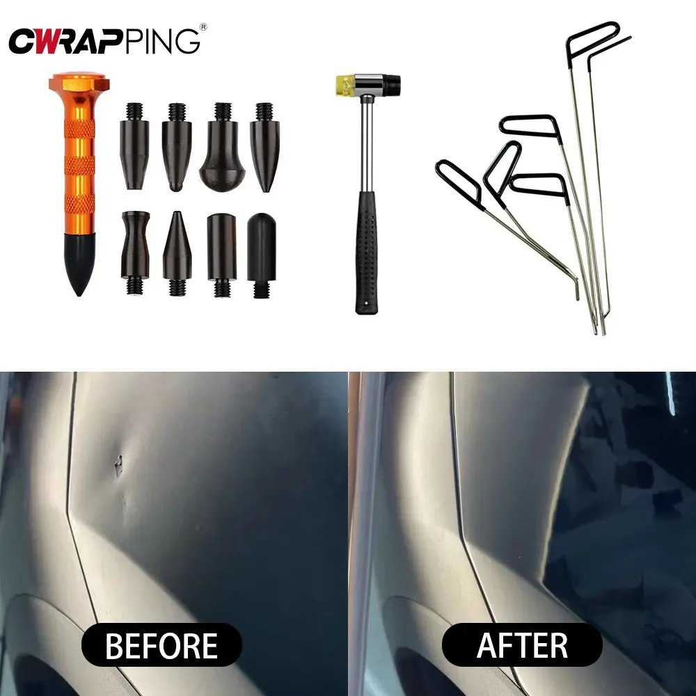 Car Dent Repair Tool Cars Body Dent Repair Kit Interlayer Flat Pry Lever Full Stainless Steel Push Rods Protect Original Paint