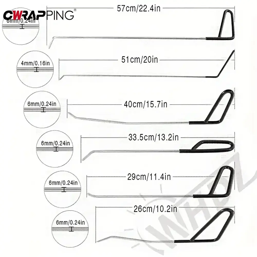 Car Dent Repair Tool Cars Body Dent Repair Kit Interlayer Flat Pry Lever Full Stainless Steel Push Rods Protect Original Paint