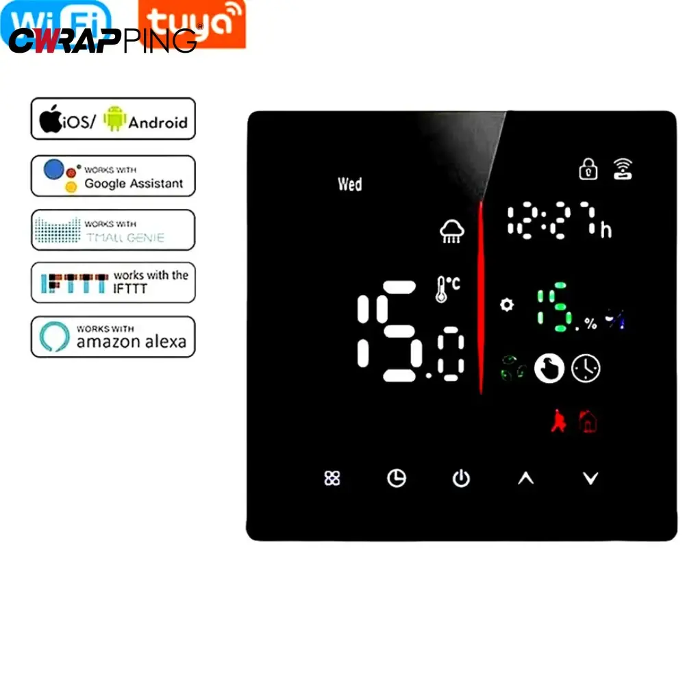 Smart WiFi Thermostat Hygrometer with Child Lock for Water Floor Heating Energy Saving Temperature Control System Home Apartment