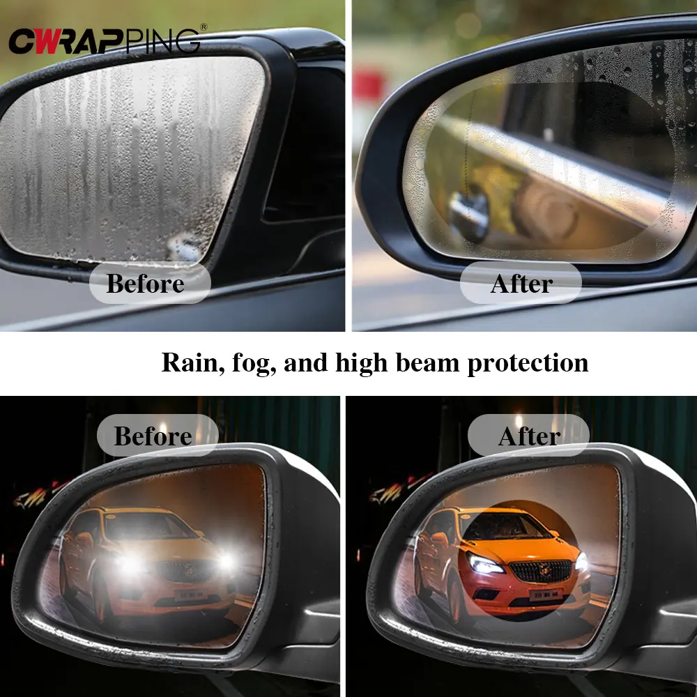 4PCS Car Rainproof Film Waterproof Car Stickers Anti-fog 2 Auto Rearview Mirror 2 Side Windows Rainproof Films Car Accessories