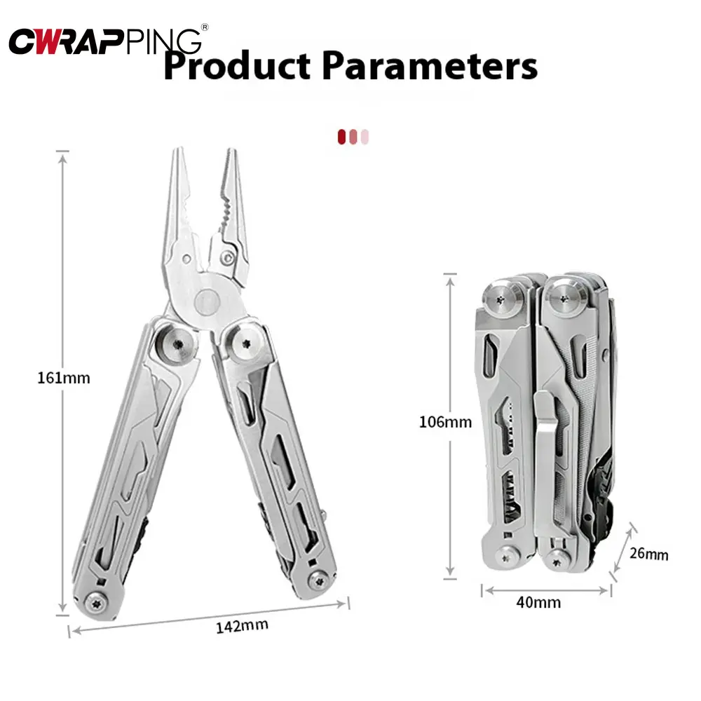 28 in 1 Camping Multitool Foldable Stainless Steel Plier Wire Stripper Mini Portable Knife Scissors for Car Outdoor Hiking