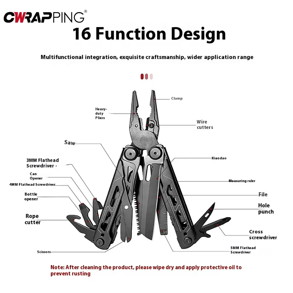 28 in 1 Camping Multitool Foldable Stainless Steel Plier Wire Stripper Mini Portable Knife Scissors for Car Outdoor Hiking