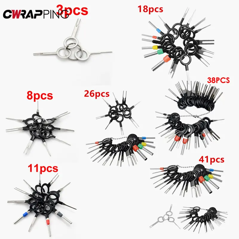 41PCS Car Terminal Removal Tool Electrical Wiring Crimp Kits Wires Pin Extractor Automotive Stylus Tool Set Disassembly Tools