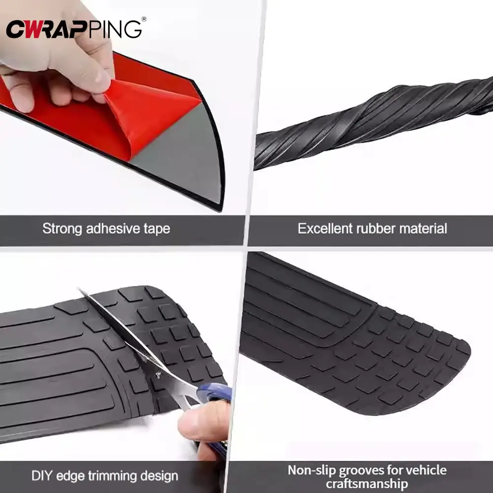 Universal Car Trunk Door Sill Plate Protector Anti Collision Rubber Mouldings Strip Cuttable Rear Bumper Guard Car Accessories