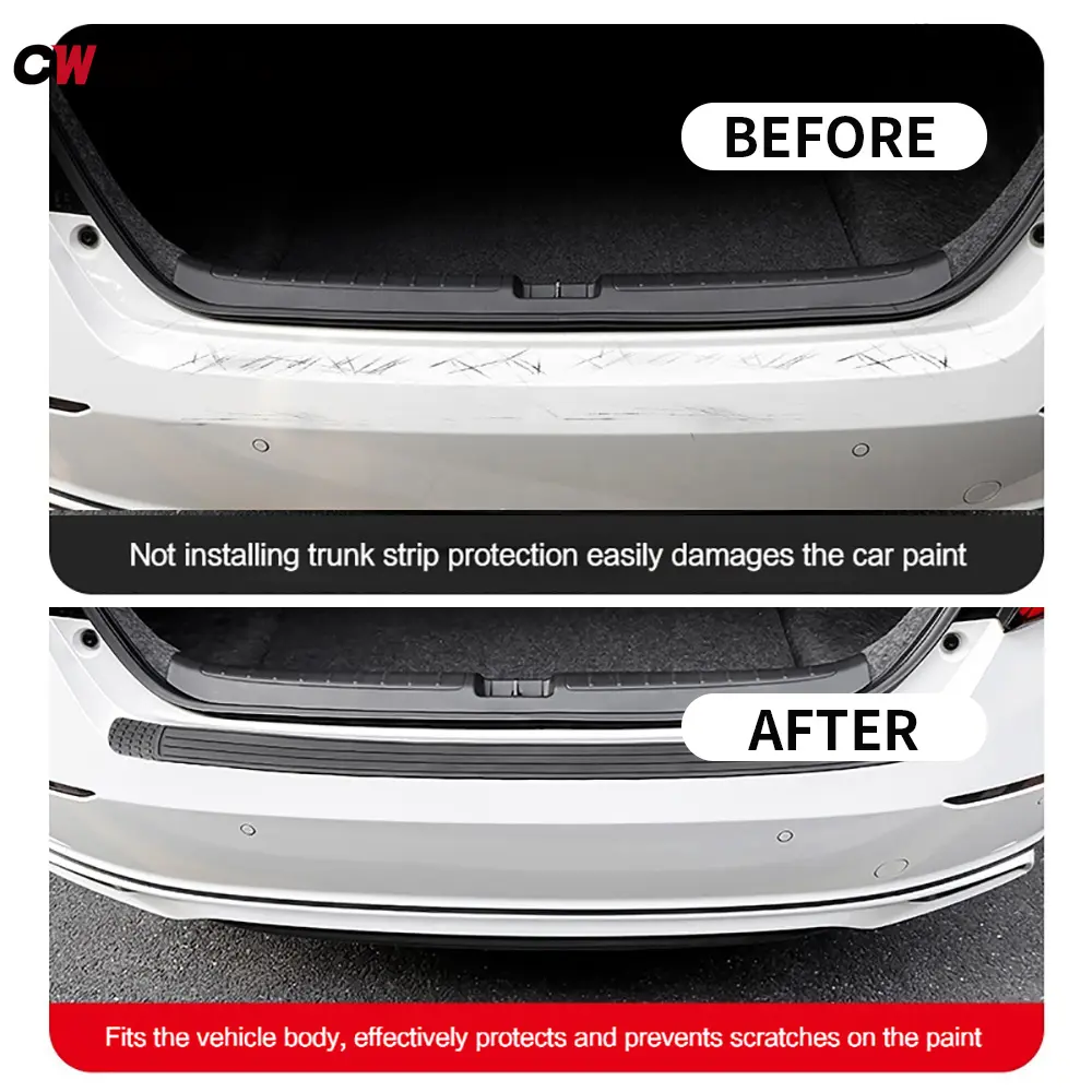 Universal Car Trunk Door Sill Plate Protector Anti Collision Rubber Mouldings Strip Cuttable Rear Bumper Guard Car Accessories