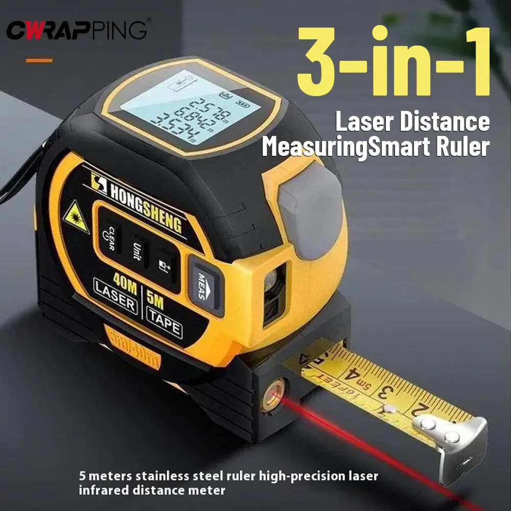 Home Wall Measurement Range Finder 3 in 1 Laser Rangefinder 5M Tape Gardening Tools With Backlight Vibrator Multi-tool Telescope