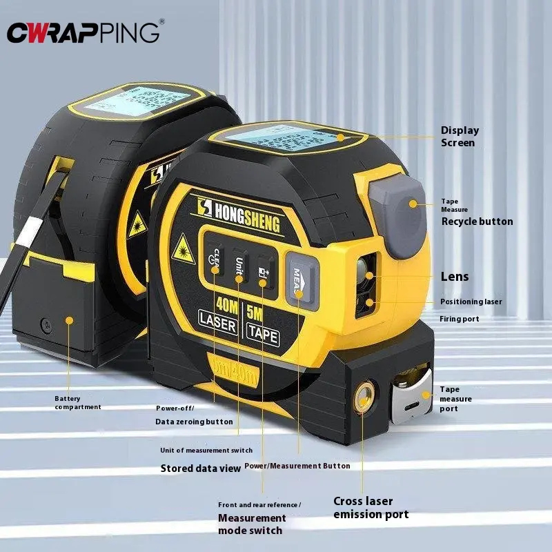 Home Wall Measurement Range Finder 3 in 1 Laser Rangefinder 5M Tape Gardening Tools With Backlight Vibrator Multi-tool Telescope