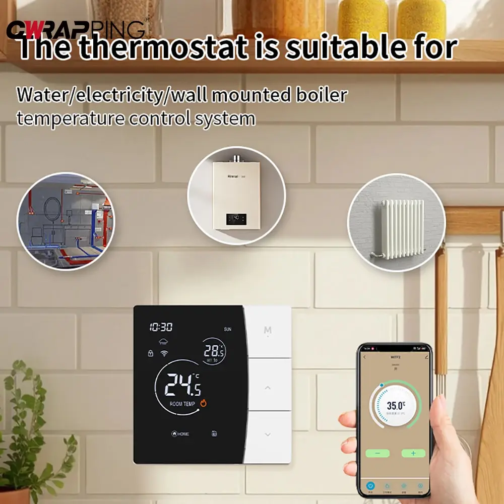 Smart WiFi Thermostat Backlight Child Lock for Water Floor Heating Home Apartment Villa Intelligent Temperature Control System