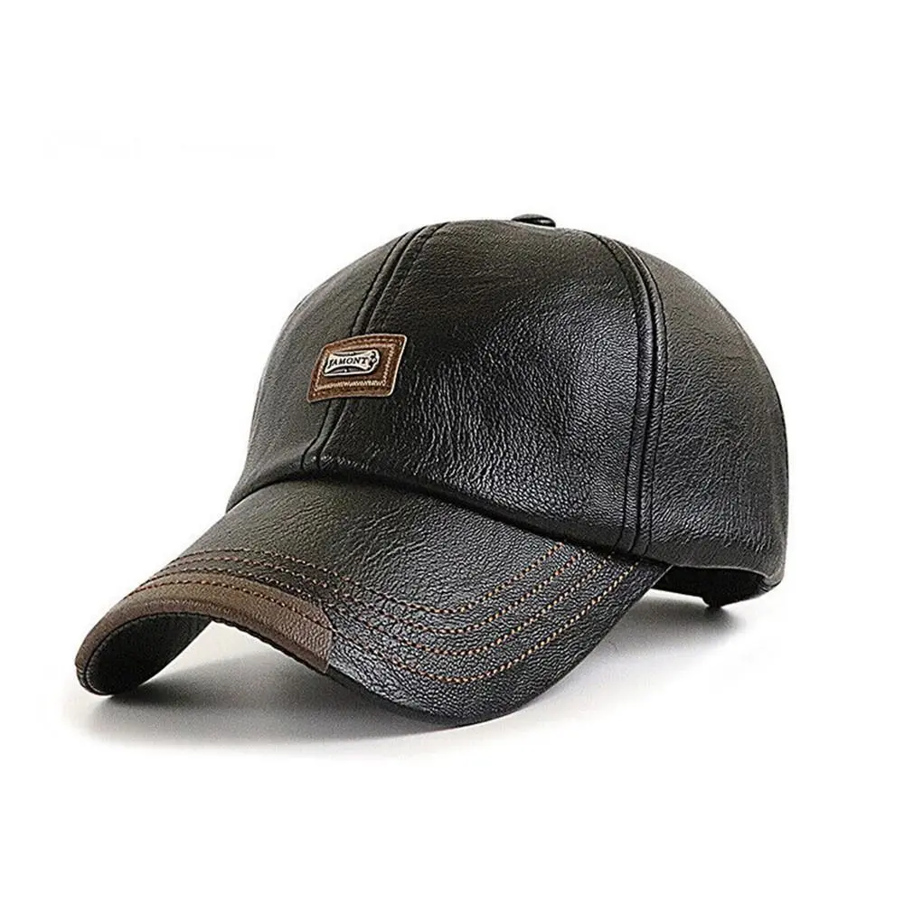 Men Hats Baseball Caps Leather Outing Cap Fashion Casual Adjustable Winter Warm Hat