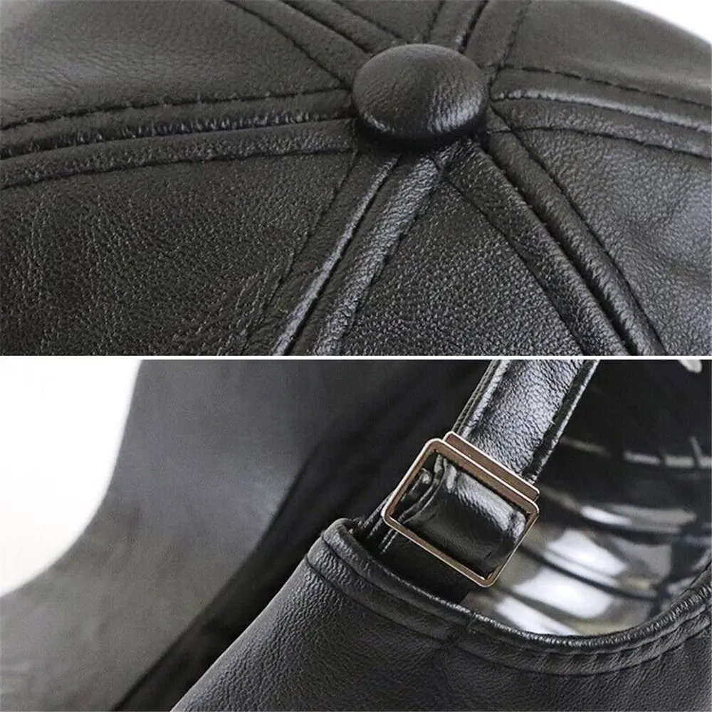 Men Hats Baseball Caps Leather Outing Cap Fashion Casual Adjustable Winter Warm Hat