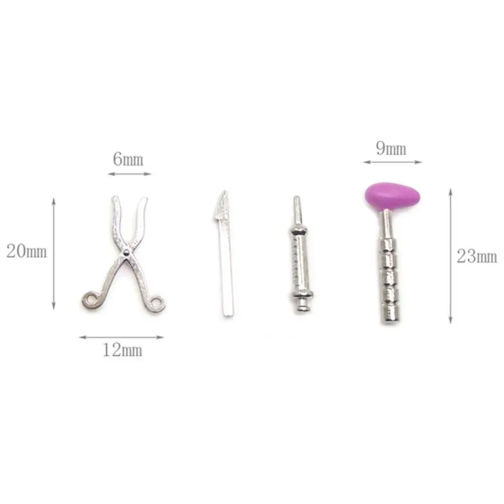1/6 1/12 Scale Dollhouse Stethoscope Set Doctor Nurse Doll Accessories Miniature Medical Appliances Kids Toy Alloy