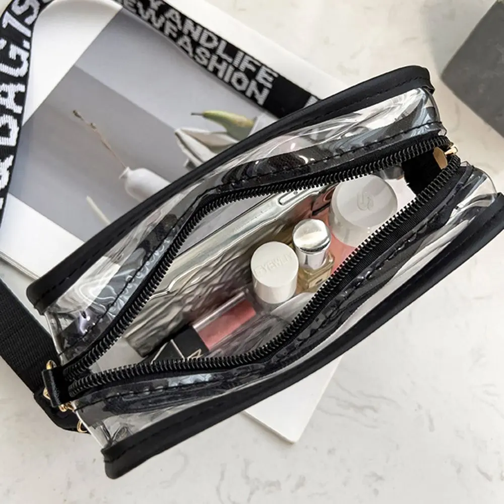 Transparent Crossbody Bag for Women Candy Color Letter Fashion Shoulder Bag PVC Transparent Jelly Bag Small Square Bag