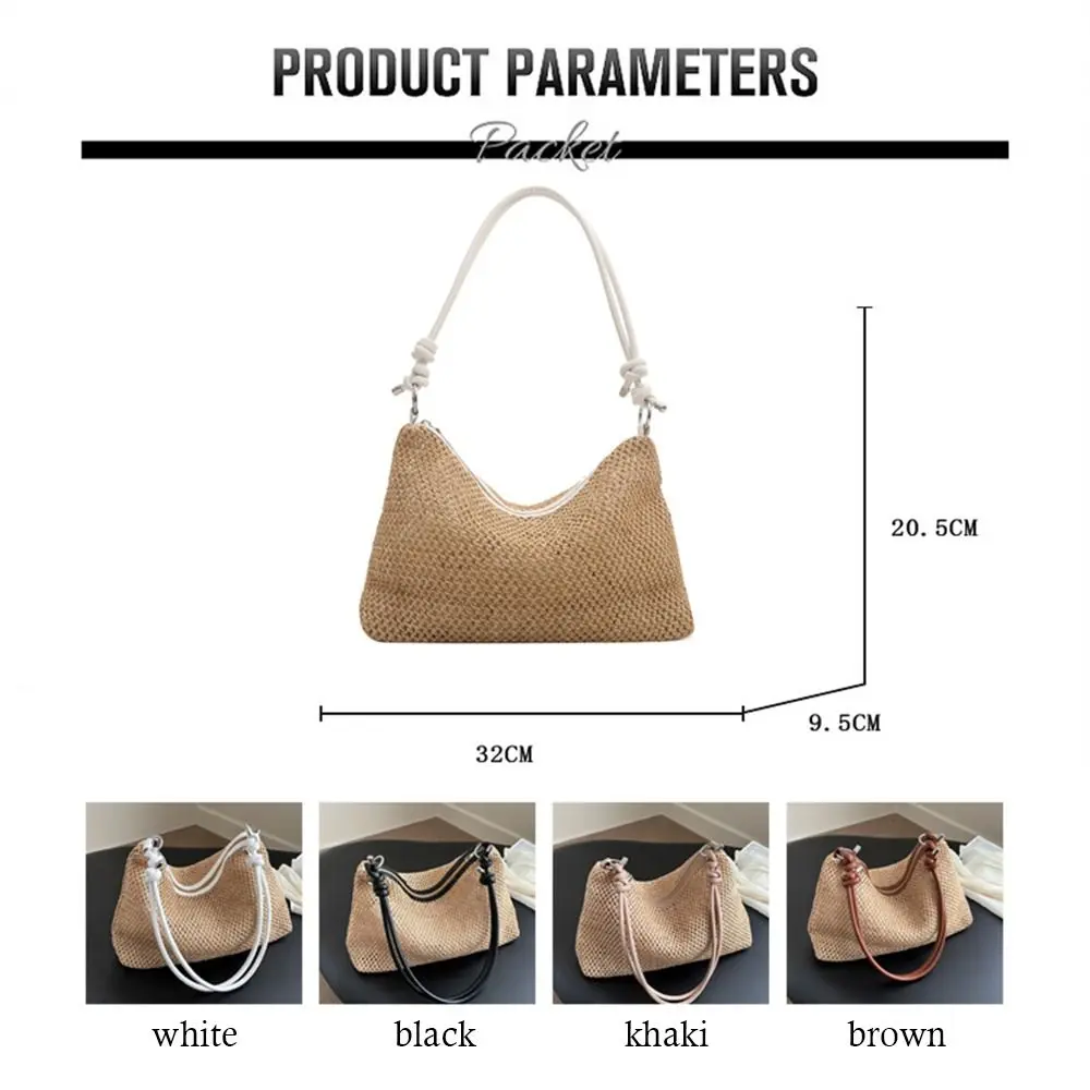 Rattan Straw Bag Fashion Woven Large Capacity Handbag Handmade Braid Shoulder Bag Summer Beach