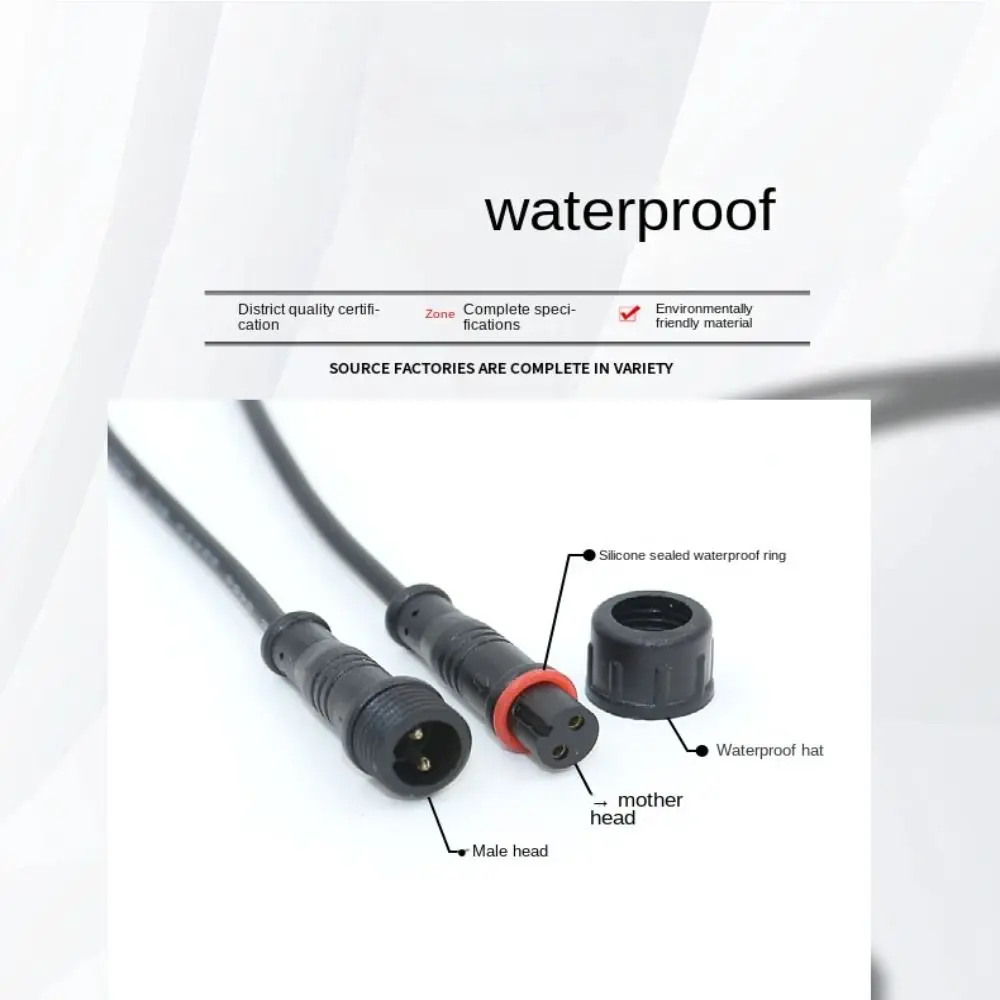 2Pin 3Pin 4Pin Male to Female Led Connector Waterproof IP67 Black Cable For LED Light Strips