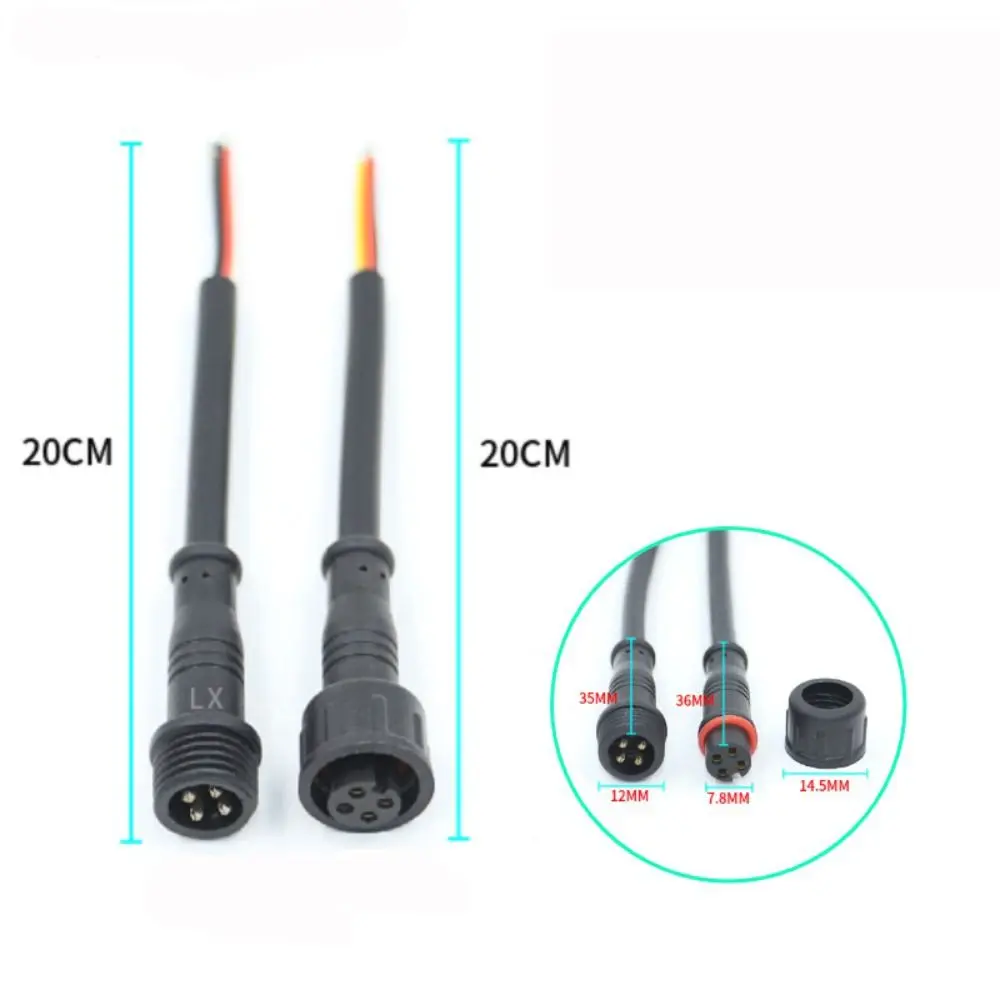 2Pin 3Pin 4Pin Male to Female Led Connector Waterproof IP67 Black Cable For LED Light Strips