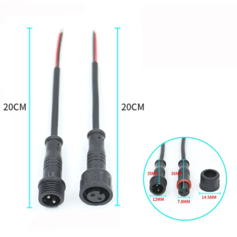 2Pin 3Pin 4Pin Male to Female Led Connector Waterproof IP67 Black Cable For LED Light Strips