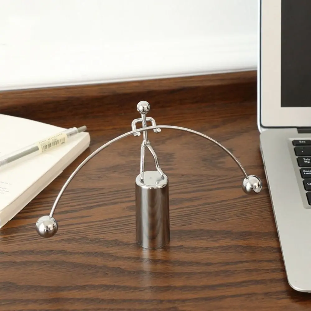 Stainless Steel Balance Ball Toy Creative Pendulum Cradle Iron Man Ornaments Decompression Desk Toy Early Education Tools Gifts