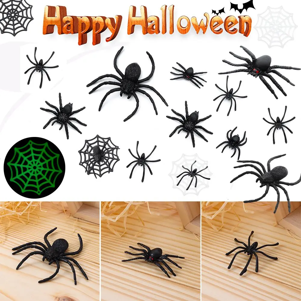 20Pcs/Pack Children Halloween Novelty Toy Decorative Spiders Plastic Fake Spider Haunted House Prop Prank Toys