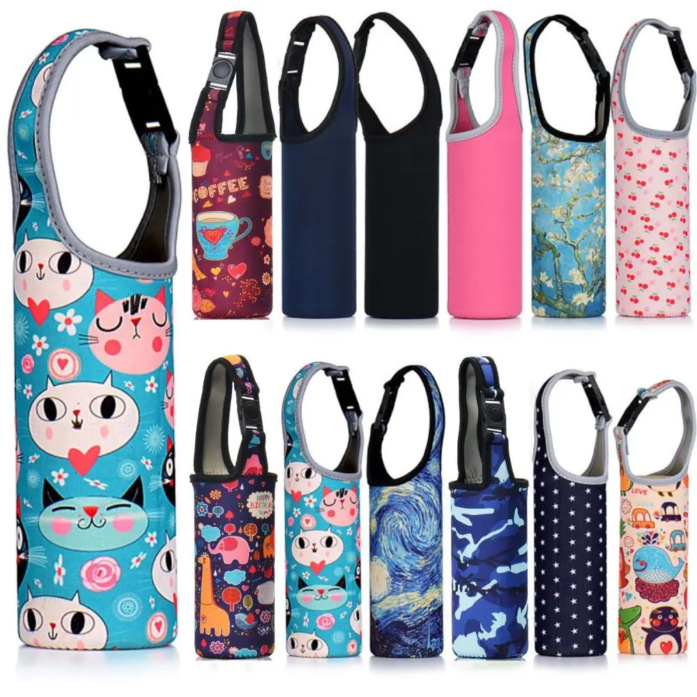 1Pcs Sport Water Bottle Cover Case with Shoulder Strap Portable Vacuum Glass Cup Sleeve Cup Pouch Sport Camping Accessorie