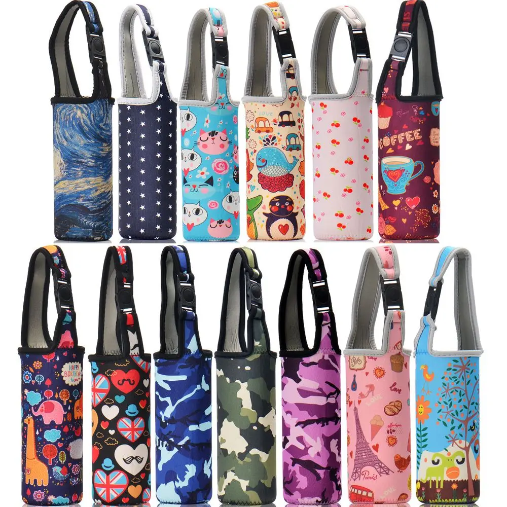 1Pcs Sport Water Bottle Cover Case with Shoulder Strap Portable Vacuum Glass Cup Sleeve Cup Pouch Sport Camping Accessorie