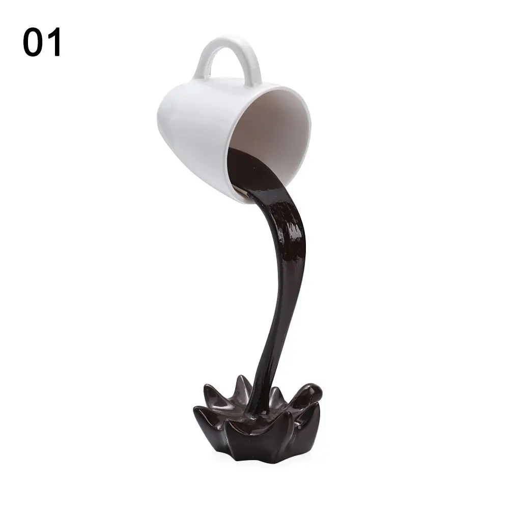 Creative Coffee Cup Design Gift For Coffee Lover Kitchen Decor Sculpture Floating Coffee Cup Pouring Liquid Coffee Mug